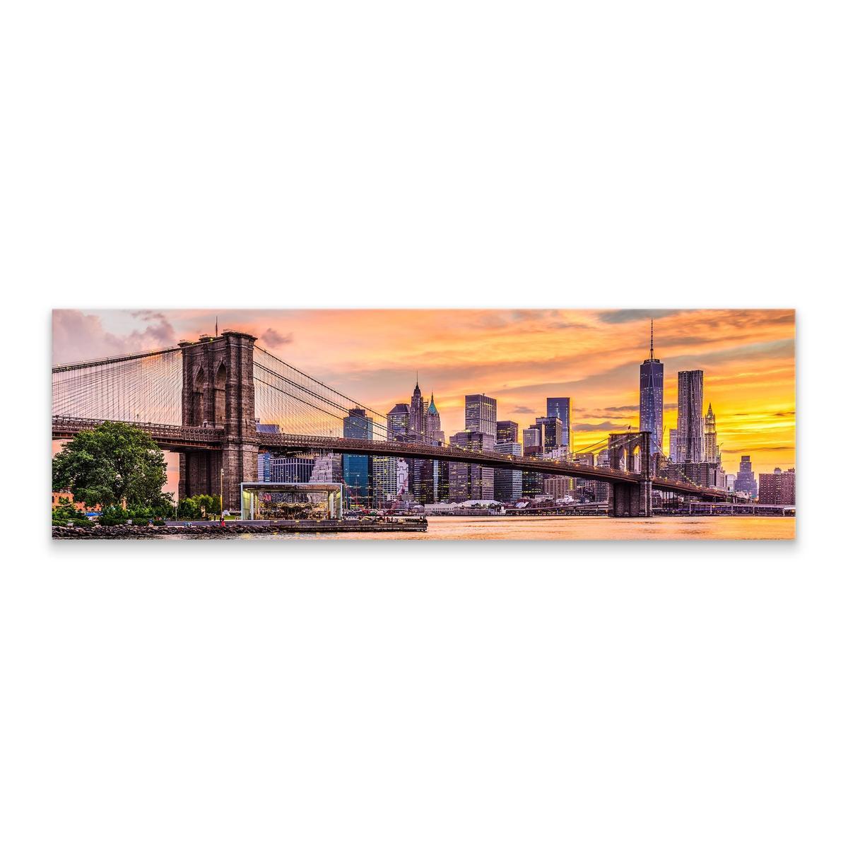 Obraz Canvas Do Biura PANORAMA Nowy York Miasto Most Zachód 145x45cm 1 Full Screen