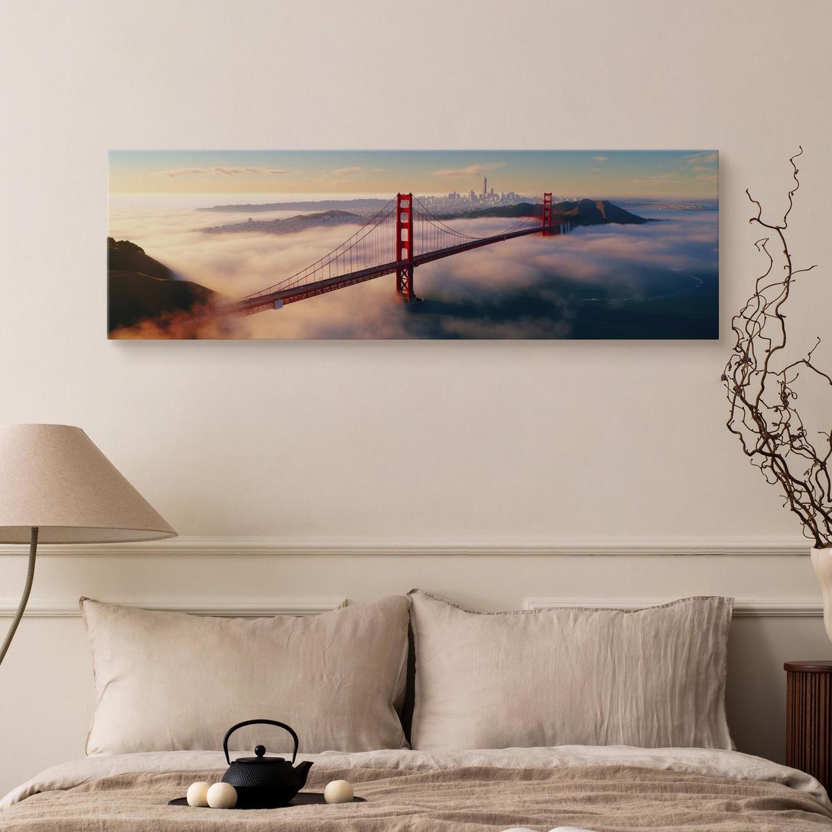 Obraz Do Salonu MOST Golden Gate We Mgle Pejzaż San Francisco 145x45cm 5 Full Screen