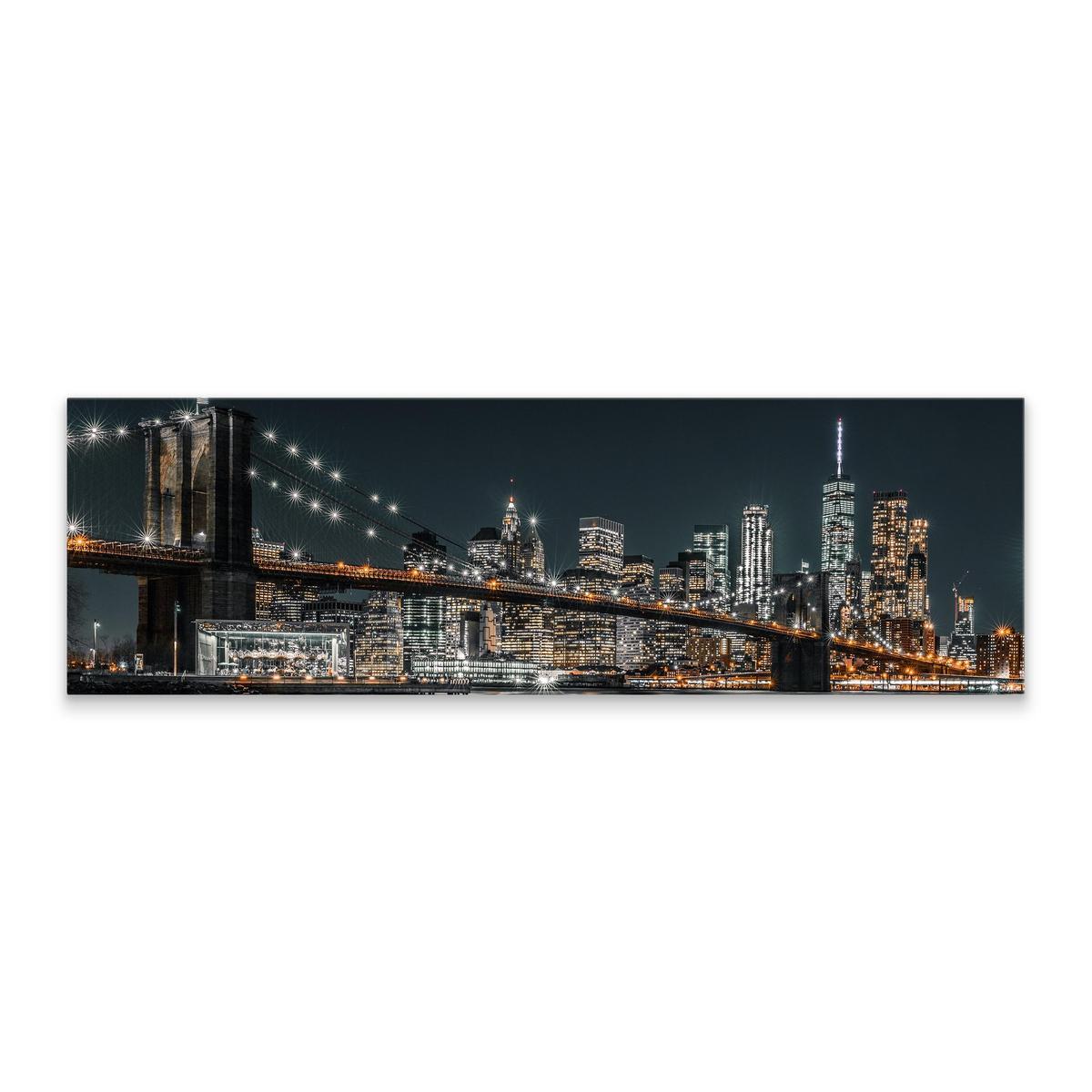 Obraz Do Salonu Nocna Panorama NY Most Brookliński Architektura 145x45cm 1 Full Screen