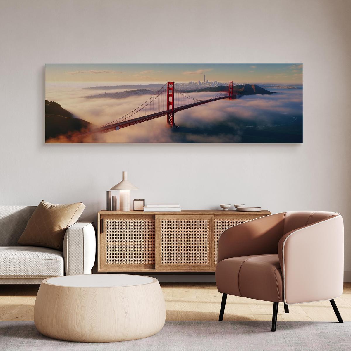 Obraz Do Salonu MOST Golden Gate We Mgle Pejzaż San Francisco 145x45cm 6 Full Screen