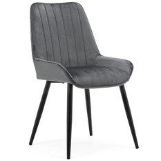Krzesło LUCA szare tapicerowane welurem czarne nóżki do jadalni lub salonu