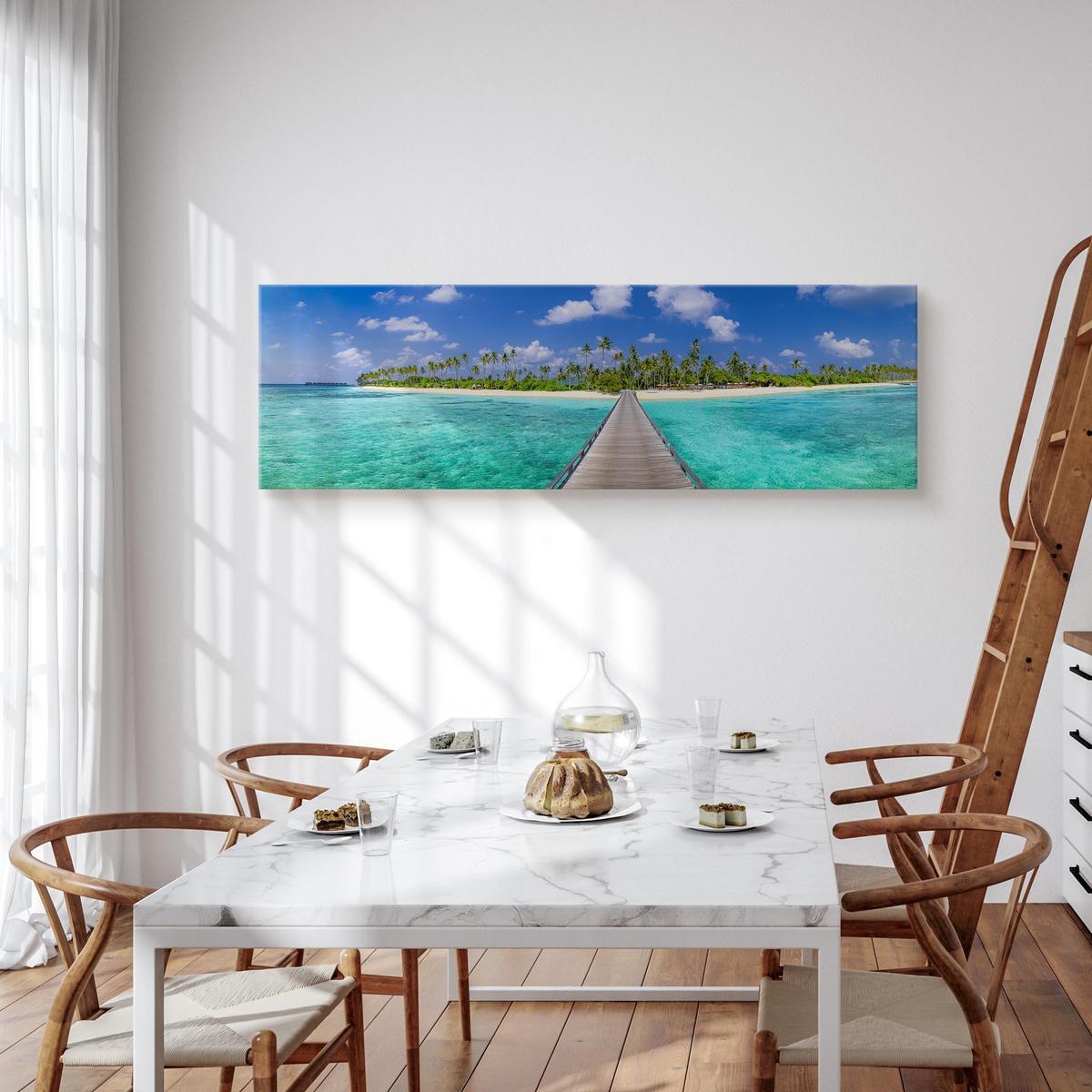 Obraz Canvas Do Sypialni TROPIKALNA Wyspa Pomost Natura Palmy 145x45cm 5 Full Screen