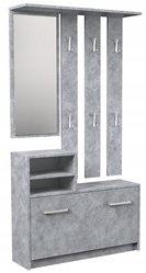Garderoba GAR 85x180x24 cm szara imitacja betonu lustro wieszaki szafa do przedpokoju 
