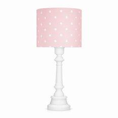 Lampa stołowa 25x25x55 cm różowa w kropki drewno białe