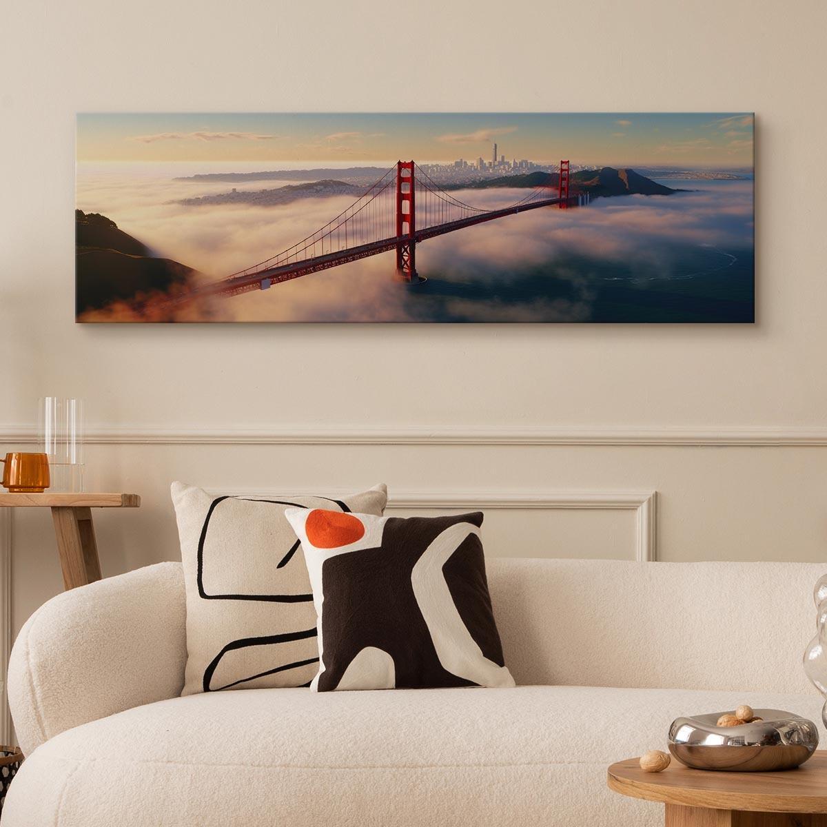 Obraz Do Salonu MOST Golden Gate We Mgle Pejzaż San Francisco 145x45cm 7 Full Screen