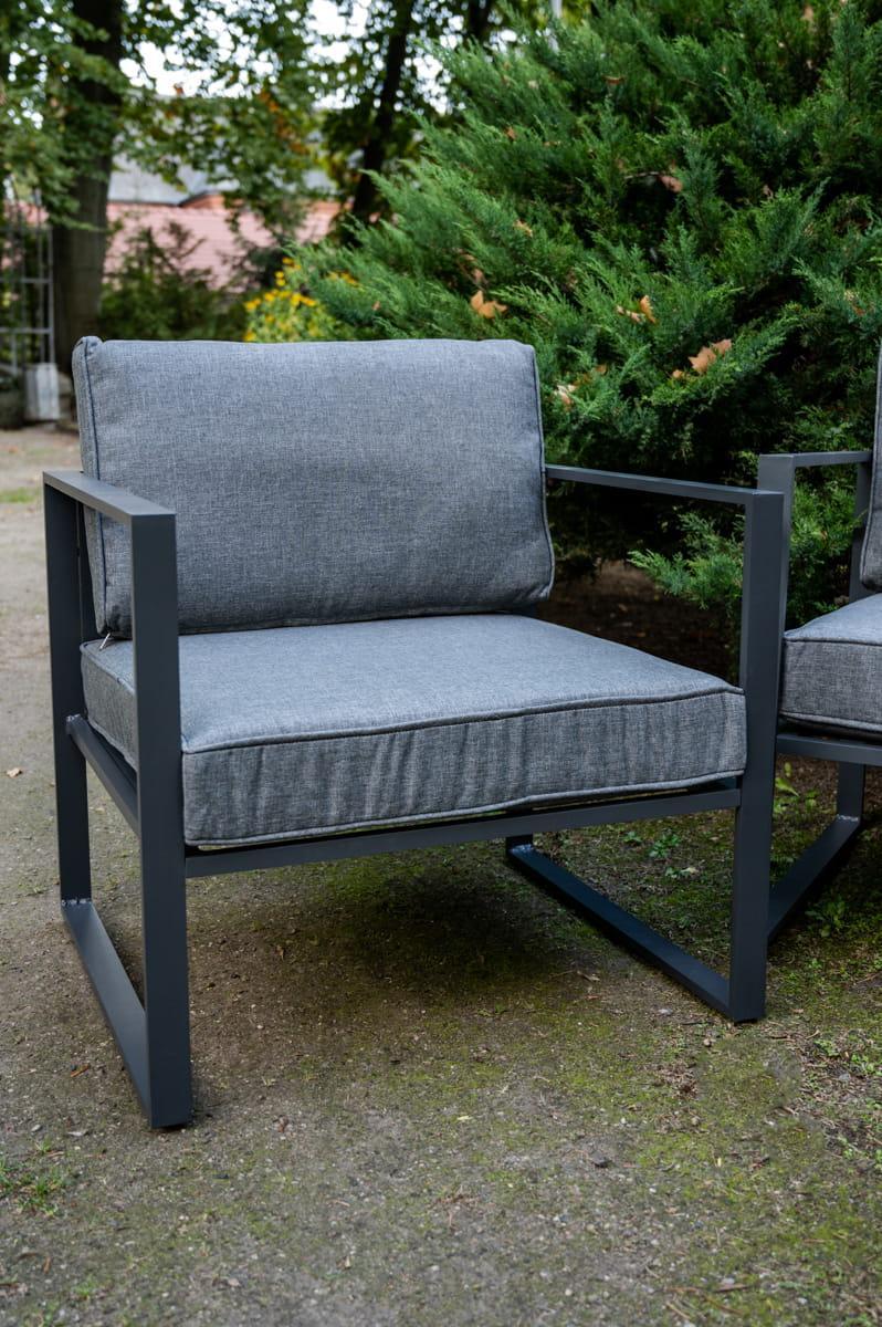 Zestaw mebli ogrodowych MOSTRARE 67x30x63 cm 2 fotele + stolik aluminium na taras do ogrodu szare 7 Full Screen