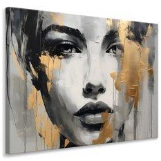 Obraz Do Sypialni Złoty PORTRET Kobiety Styl Glamour Abstrakcja 120x80cm
