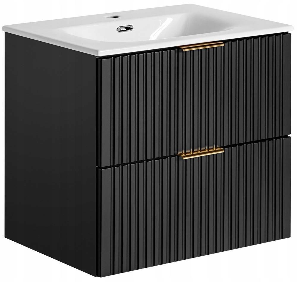 Szafka z umywalką 60 cm czarna z szufladami do łazienki  0 Full Screen