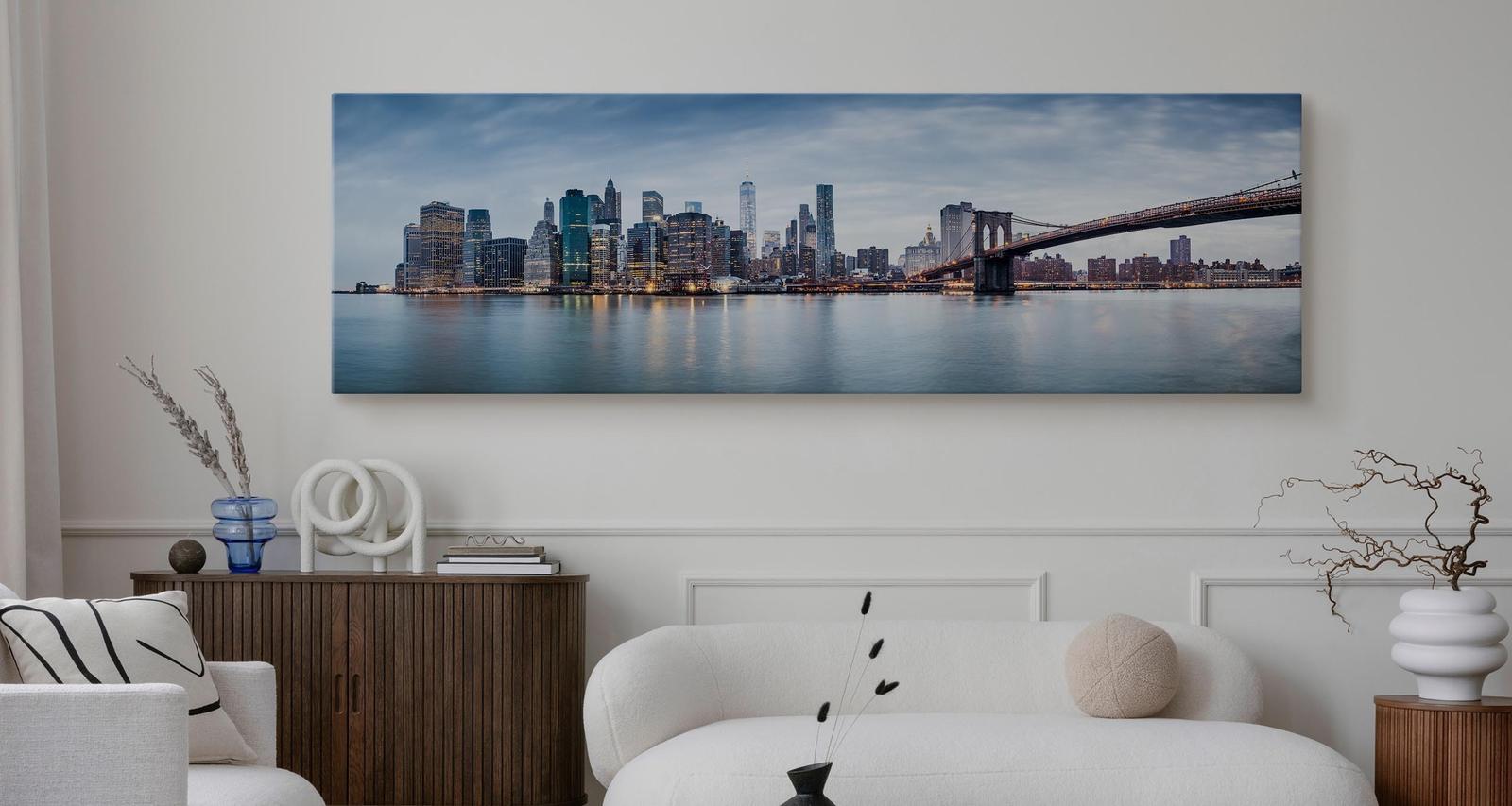 Obraz Do Jadalni PANORAMA Nowego Yorku Miasto Ocean Most 145x45cm 4 Full Screen