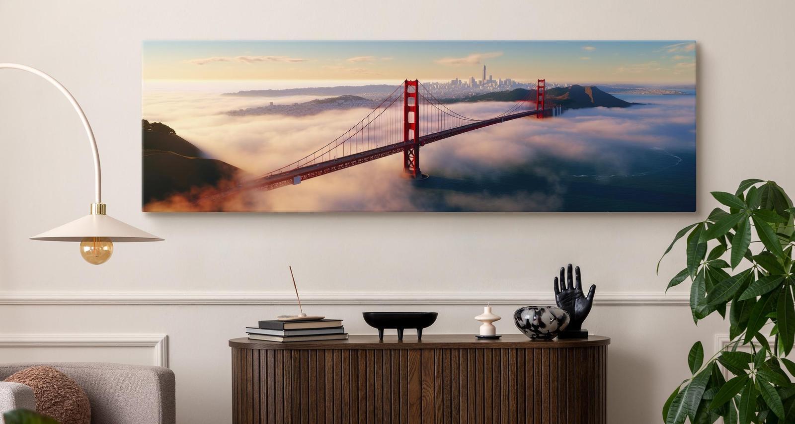 Obraz Do Salonu MOST Golden Gate We Mgle Pejzaż San Francisco 145x45cm 3 Full Screen