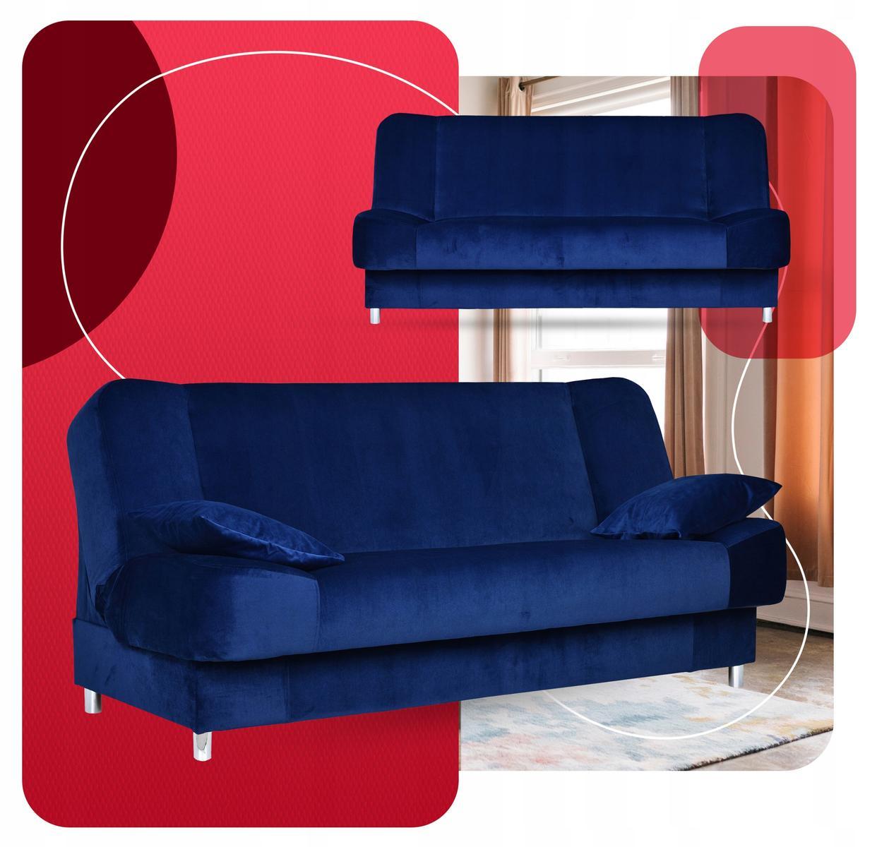 Wersalka SARA 200x94 cm niebieska rozkładana kanapa z pojemnikiem na pościel kobaltowa sofa do salonu 4 Full Screen