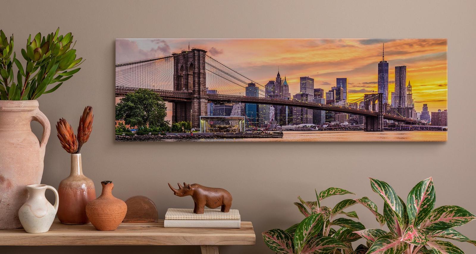 Obraz Canvas Do Biura PANORAMA Nowy York Miasto Most Zachód 145x45cm 3 Full Screen