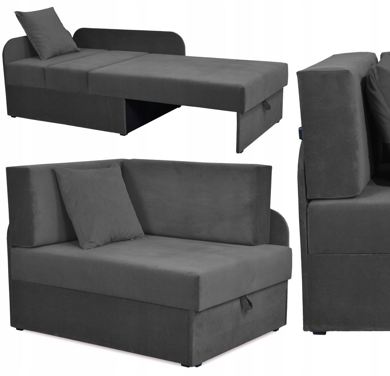 Sofa rozkładana DENIS 109x78 cm szara z pojemnikiem na pościel narożnik tapczan kanapa dla dziecka 0 Full Screen