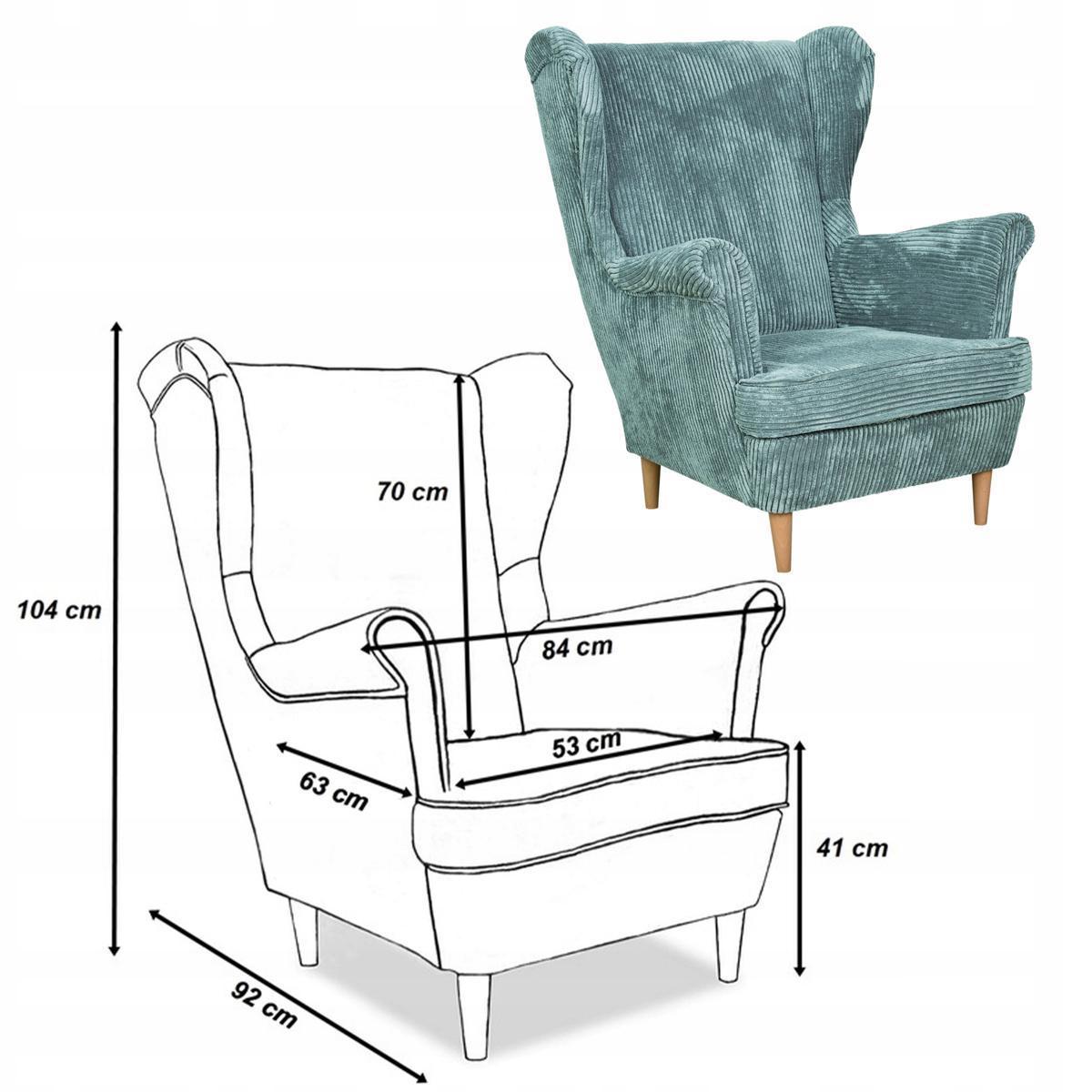 Fotel uszak z podnóżkiem Bonito sztruks zielony 4 Full Screen