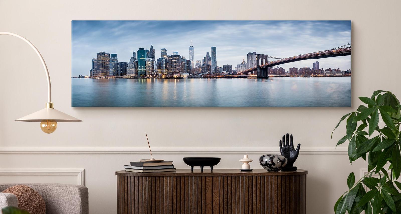 Obraz Do Jadalni PANORAMA Nowego Yorku Miasto Ocean Most 145x45cm 3 Full Screen