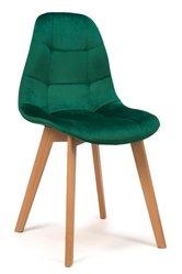 Krzesło tapicerowane skandynawskie welurowe VEGAS zielony
