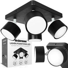 Lampa sufitowa punktowa LED Heckermann 8795318A Czarna 4x głowica