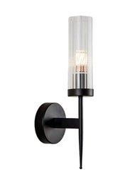 Lampa ścienna "Black Torch" - czarny kinkiet z przezroczystym szkłem