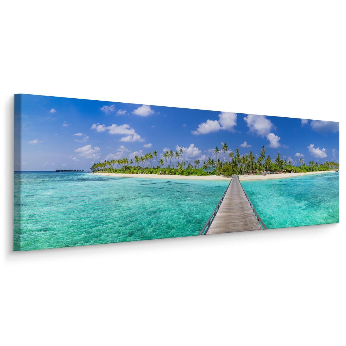 Obraz Canvas Do Sypialni TROPIKALNA Wyspa Pomost Natura Palmy 145x45cm 0 Full Screen