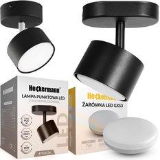 Lampa sufitowa punktowa LED Heckermann 8795313A Czarna 1x głowica + 1x Żarówka LED GX53 7W Neutral