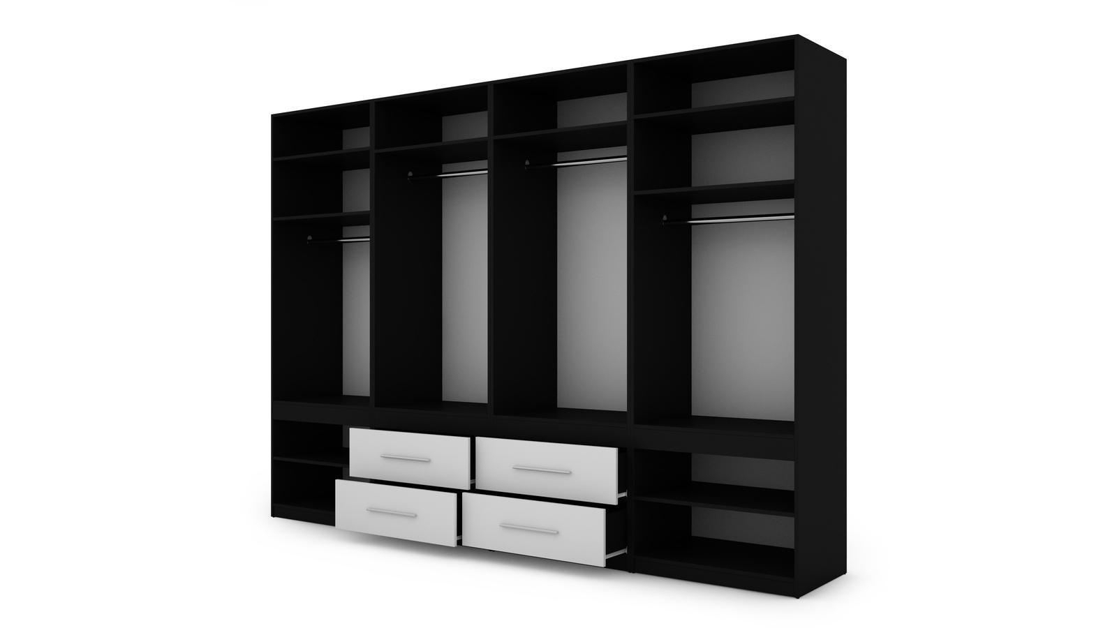 Szafa do garderoby XXL duża z lustrem czarny/biel 320x230x57 cm 3 Full Screen