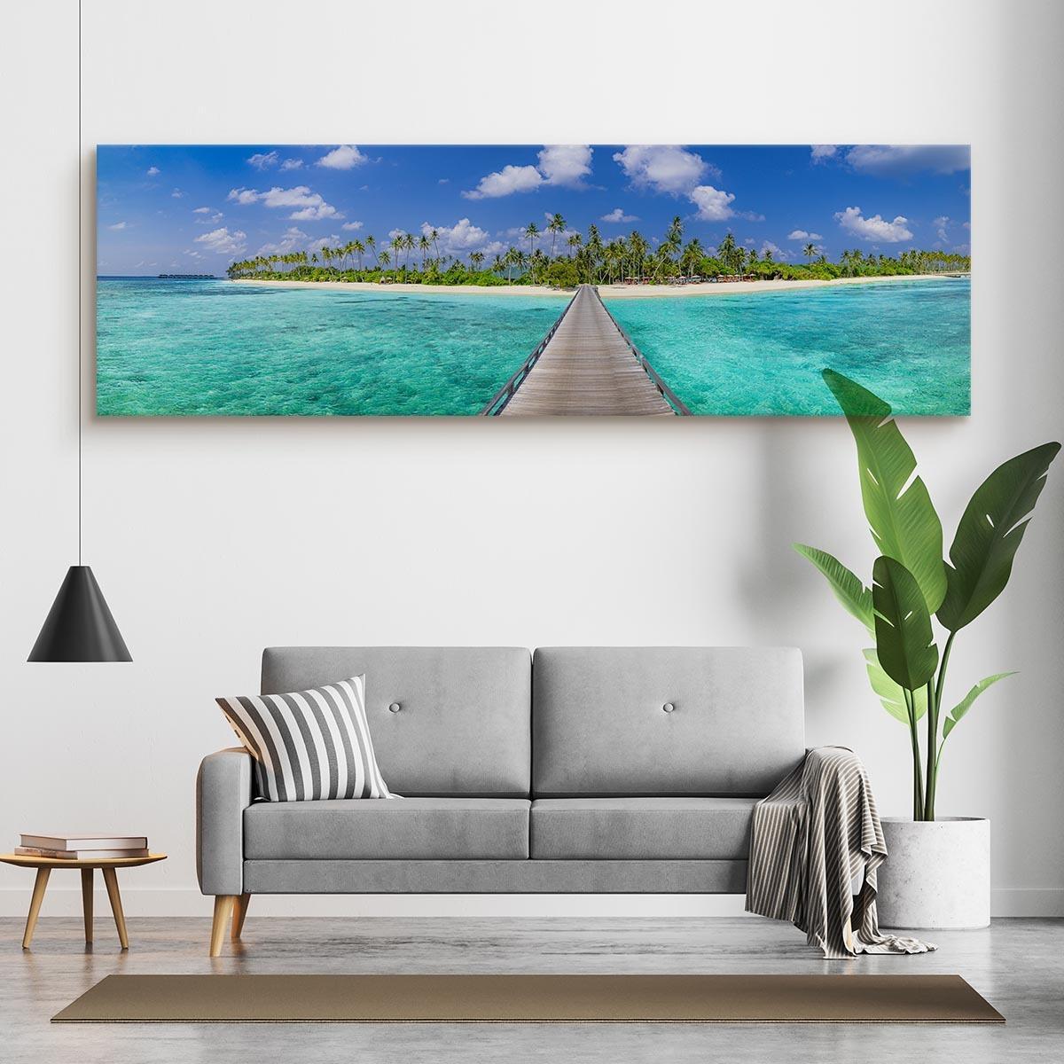 Obraz Canvas Do Sypialni TROPIKALNA Wyspa Pomost Natura Palmy 145x45cm 7 Full Screen
