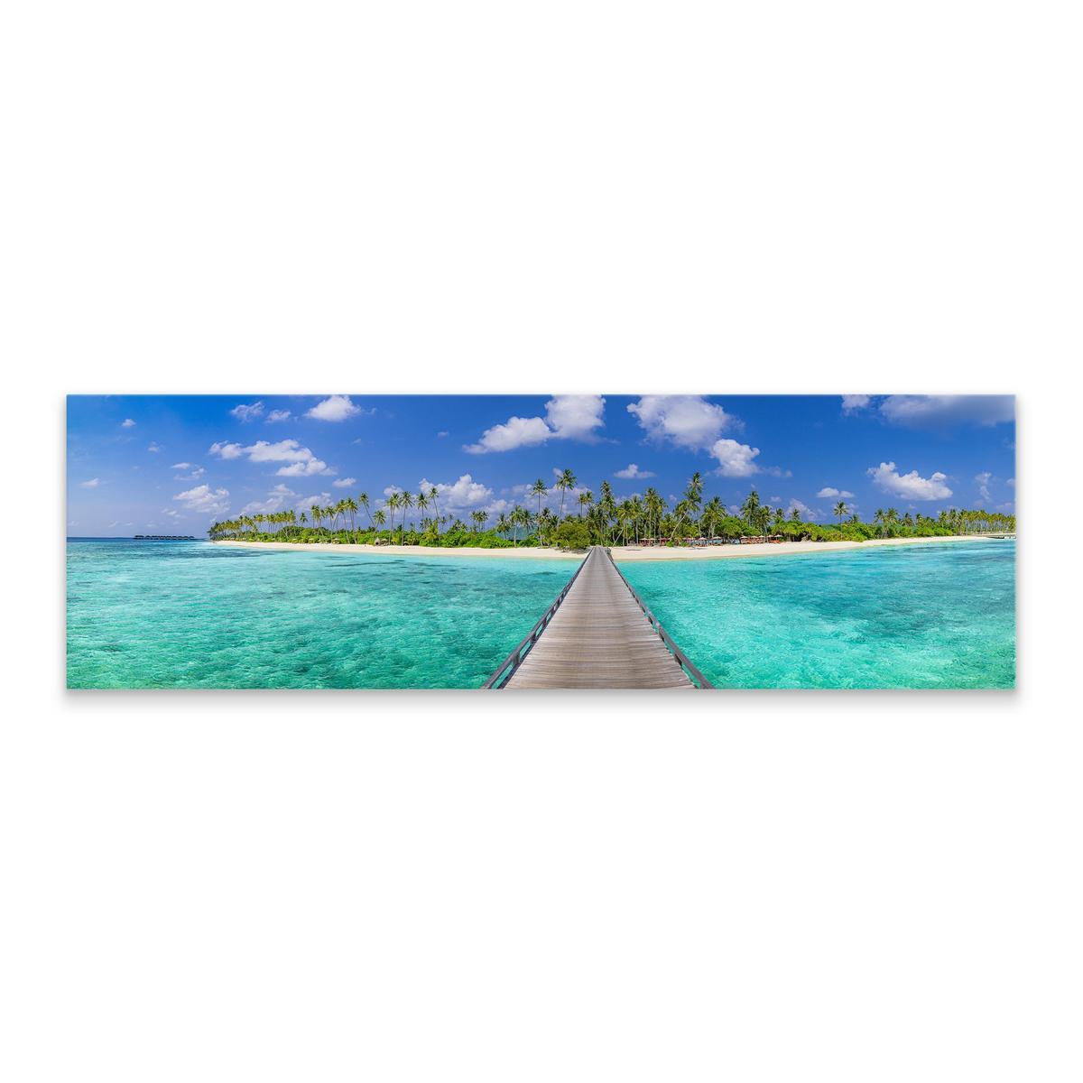 Obraz Canvas Do Sypialni TROPIKALNA Wyspa Pomost Natura Palmy 145x45cm 1 Full Screen