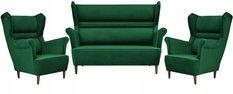 Zestaw wypoczynkowy ZOJA sofa + 2 fotele zielone do salonu 