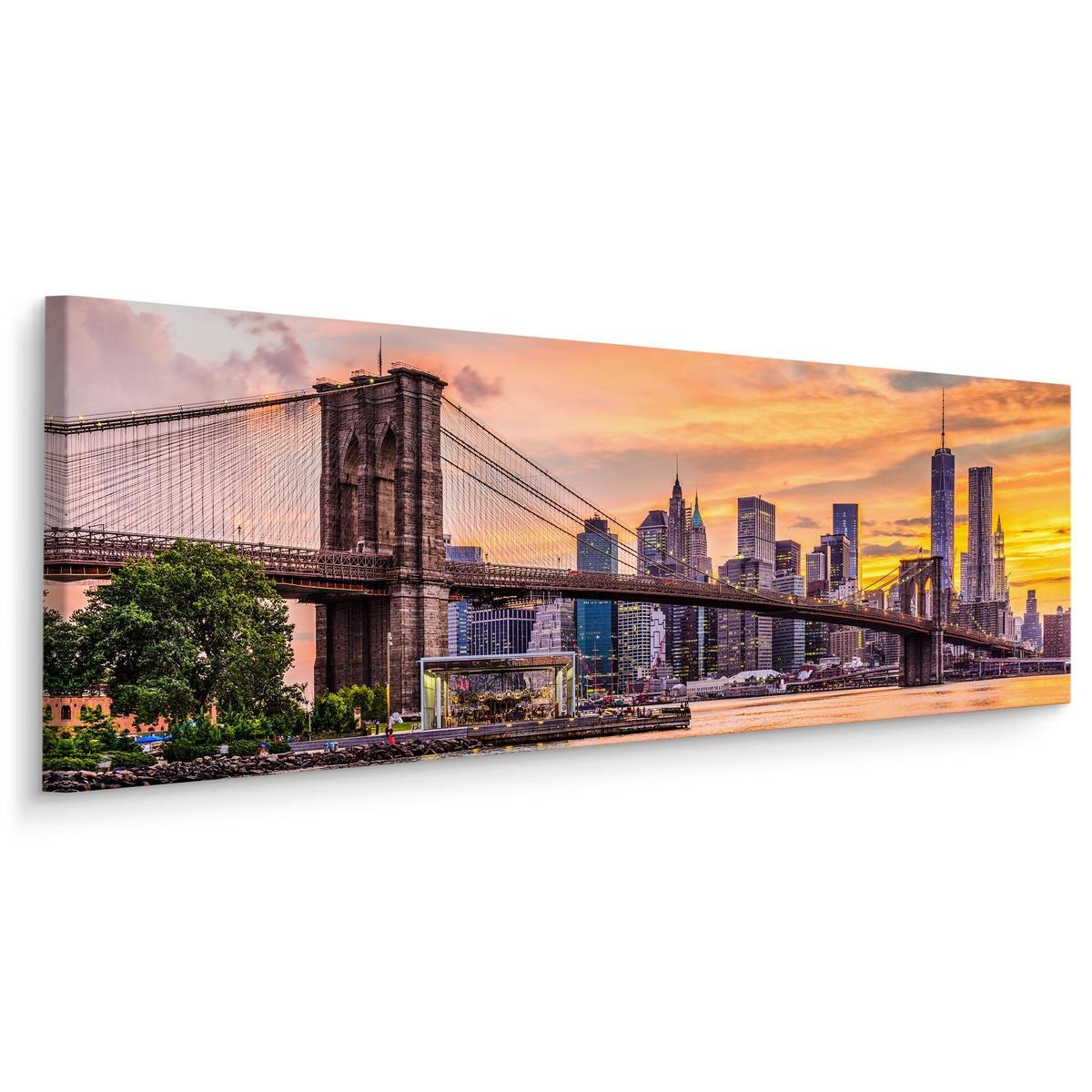 Obraz Canvas Do Biura PANORAMA Nowy York Miasto Most Zachód 145x45cm 0 Full Screen