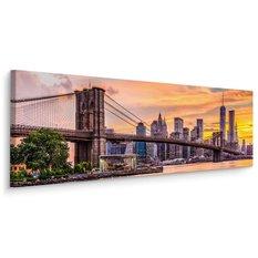 Obraz Canvas Do Biura PANORAMA Nowy York Miasto Most Zachód 145x45cm